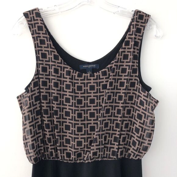 Banana Republic Lattice Print Chiffon Tank Dress In Brown & Black - Picture 2 of 10